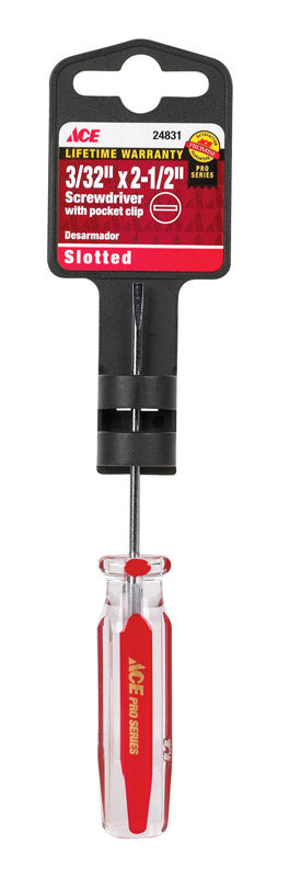 Ace 3/32 in. X 2-1/2 in. L Slotted Pocket Clip Screwdriver 1 pc