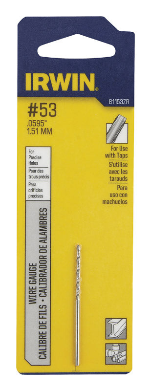 Irwin #53 X 1-7/8 in. L High Speed Steel Jobber Length Wire Gauge Bit Straight Shank 1 pk
