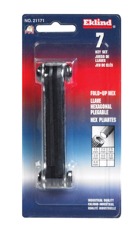Eklind Metric Fold-Up Hex Key Set 7 pc
