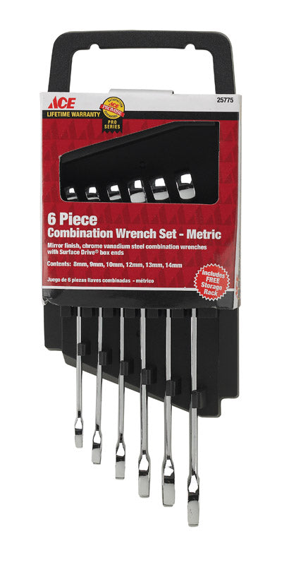 Ace Metric Wrench Set 9 in. L 6 pc