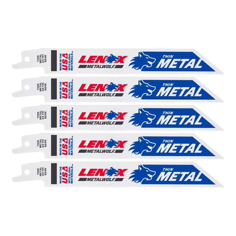 Lenox METALWOLF 6 in. Bi-Metal WAVE EDGE Reciprocating Saw Blade 24 TPI 5 pk