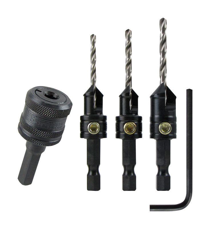 Make it Snappy 7/64 1/8 9/64 in. Steel Countersink and Quick Change Chuck Set 3 pc