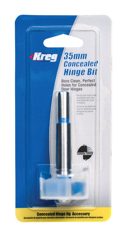 Kreg 35 mm X 3-1/4 in. L Carbide Tipped Concealed Hinge Drill Bit Round Shank 1 pc