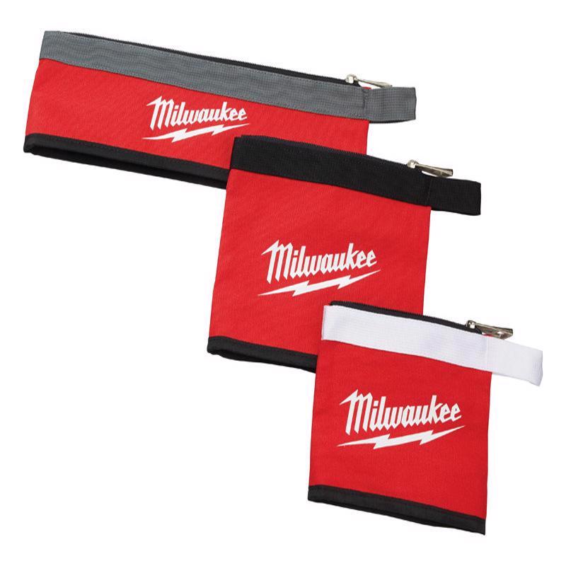 Milwaukee Canvas Multi-Size Zippered Bag Assortment 1 pocket Red 3 pc
