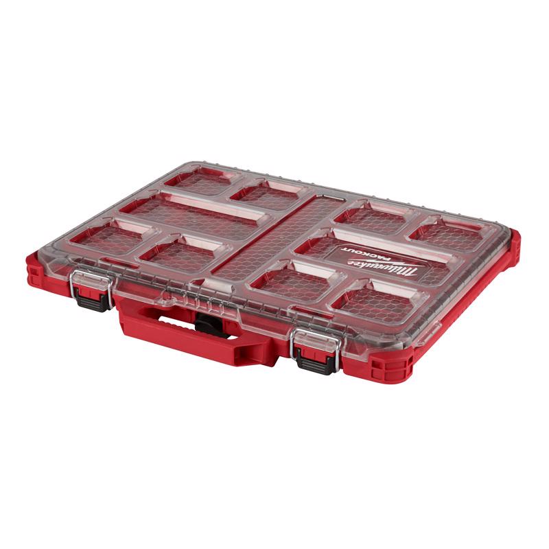 Milwaukee PACKOUT Organizer Impact-Resistant Poly 10 compartments Red