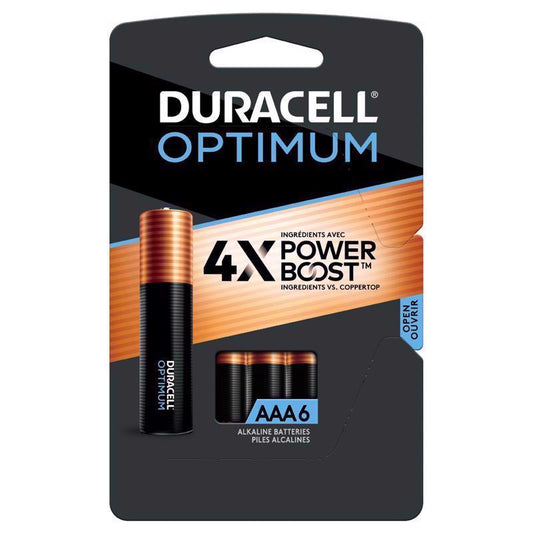 Duracell Optimum AAA Alkaline Batteries 6 pk Carded