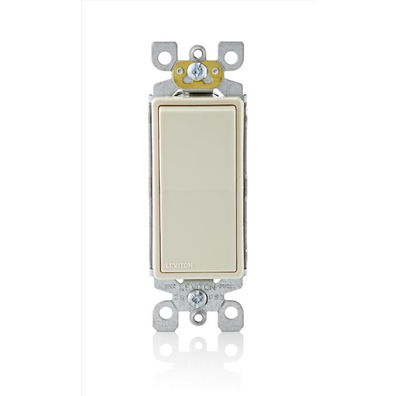 Leviton Decora 15 amps Four Pole Rocker AC Quiet Switch Light Almond 1 pk