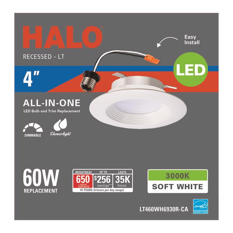 Halo White 4 in. W LED Retrofit Recessed Lighting 650 W