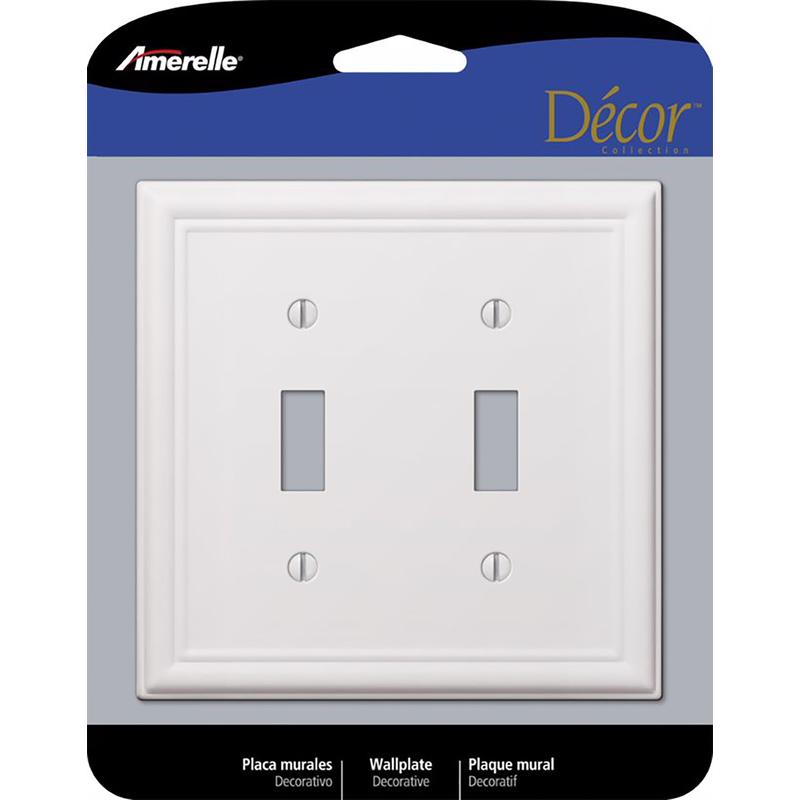 Amerelle Chelsea White 2 gang Stamped Steel Toggle Wall Plate 1 pk