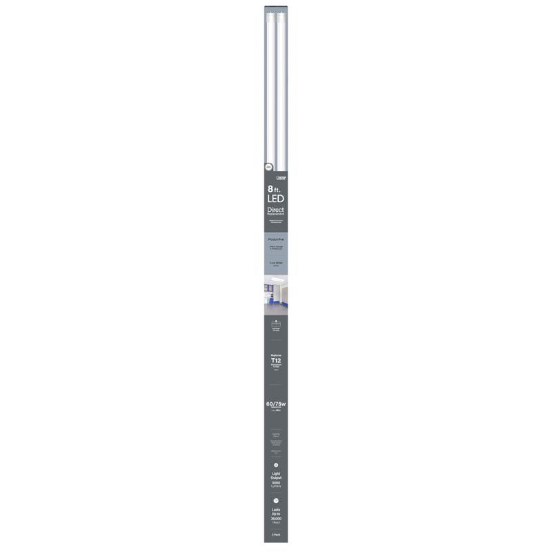 Feit T12 Cool White 96 in. 1-Pin T12 LED Linear Lamp 60/75 Watt Equivalence 2 pk