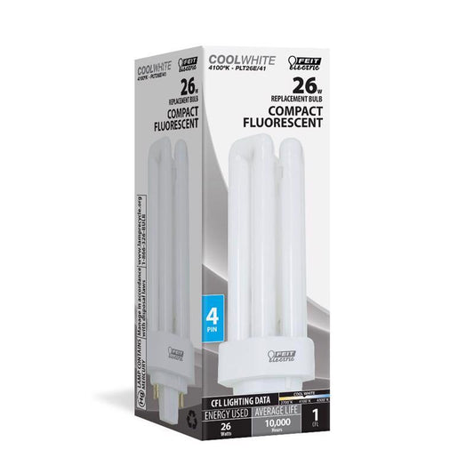 Feit CFL 26 W PL 2.1 in. D X 5.2 in. L Fluorescent Bulb Cool White Tubular 4100 K 1 pk