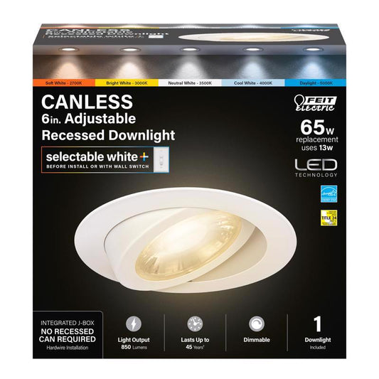Feit White 7 in. W Aluminum LED Canless Recessed Downlight 10.3 W