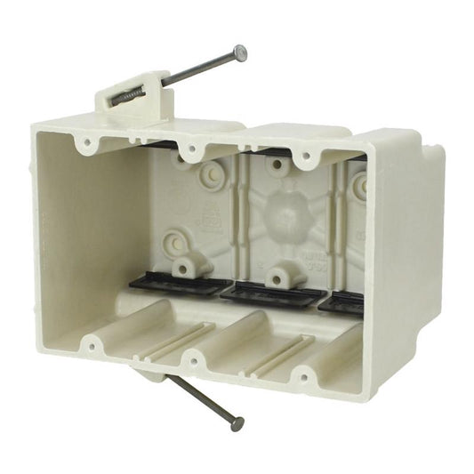 Allied Moulded New Work 56.5 cu in Rectangle Fiberglass 3 gang Electrical Box Off White