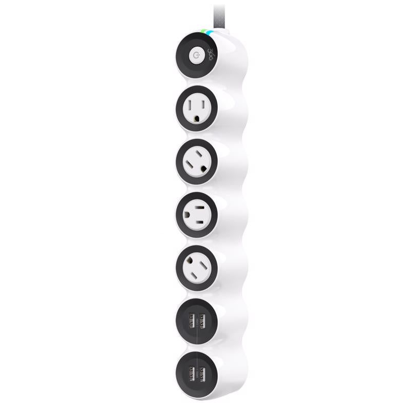 360 Electrical PowerCurve 5 ft. L 4 outlets Power Strip w/Surge Protection White 1080 J