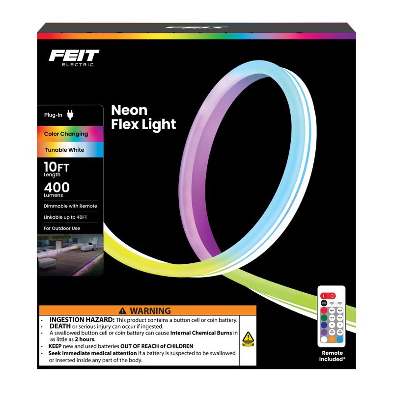 Feit 10 ft. L Color Changing Plug-In LED Rope Lights 1 pk