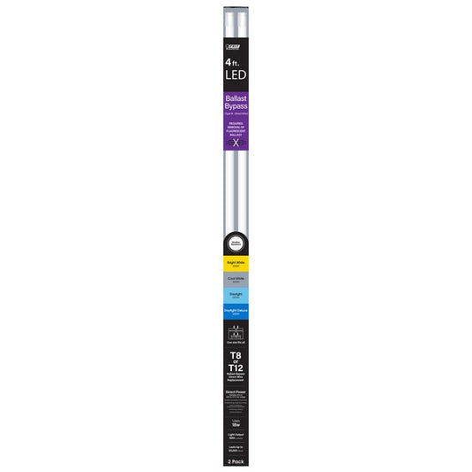 Feit Tubular White 48 in. G13 T8 LED Linear 32 Watt Equivalence 2 pk