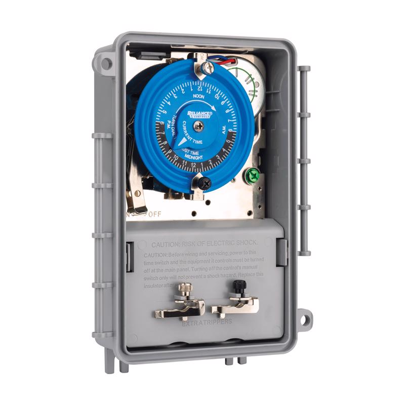 Reliance Controls Indoor and Outdoor 24 Hour Mechanical Timer 240 V Gray