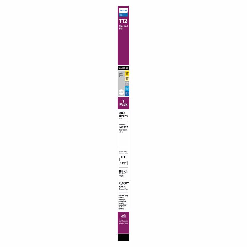 Philips LED Multi-CCT 48 in. G13 T12 Linear 32 Watt Equivalence 2 pk