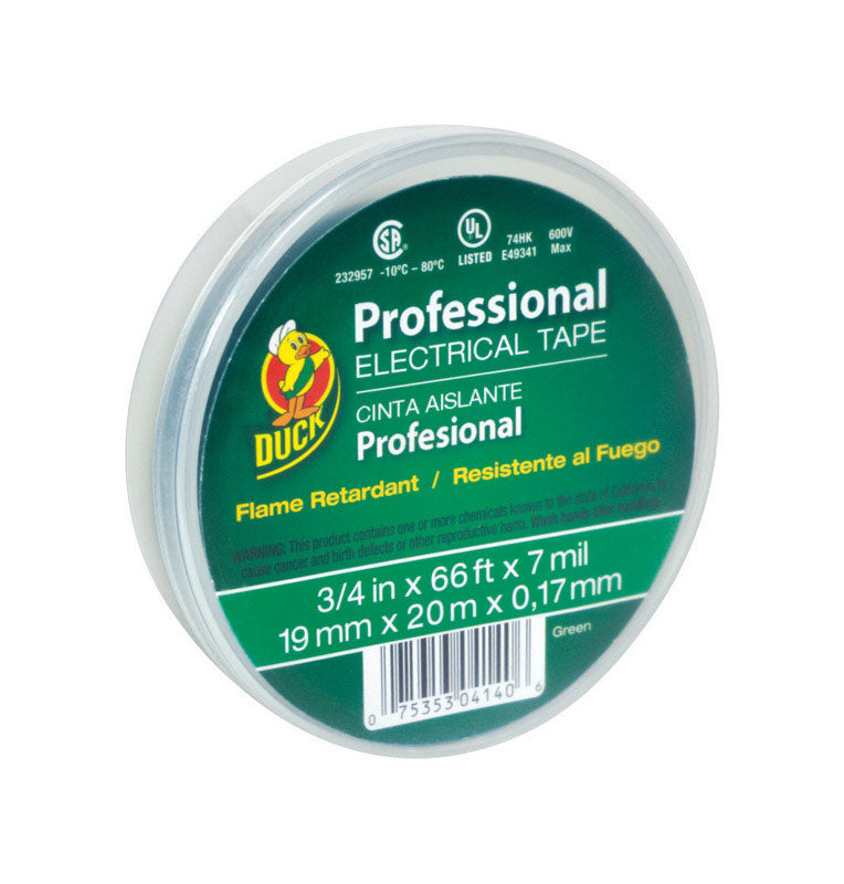 Duck  Professional Grade 0.75 in. W X 66 ft. L Green Vinyl Electrical Tape