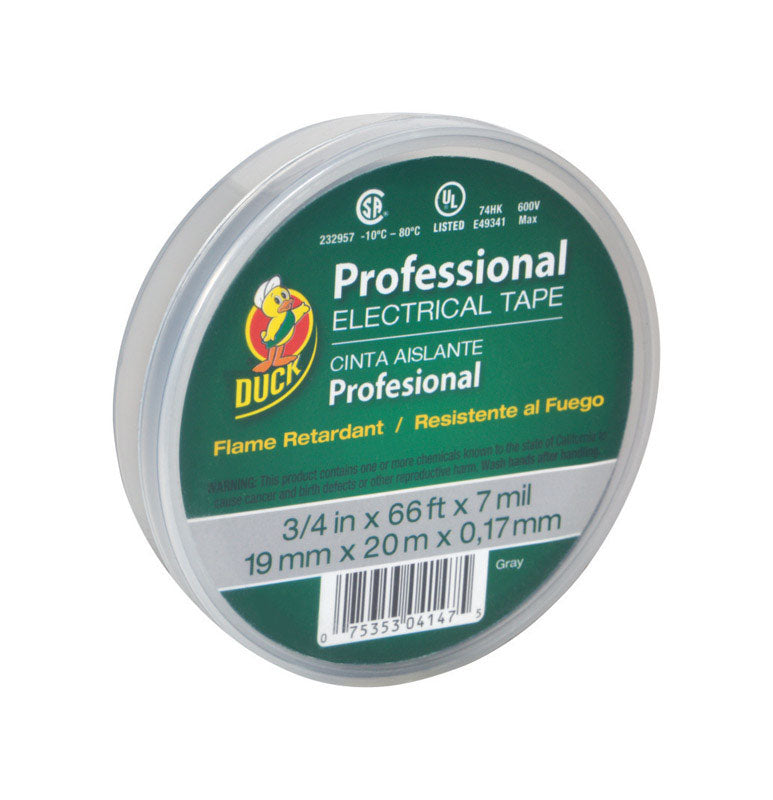 Duck  Professional Grade 3/4 in. W X 66 ft. L Gray Vinyl Electrical Tape