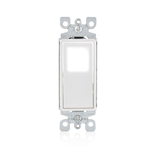 Leviton Decora 15 amps Single Pole Rocker Illuminated Switch White 1 pk