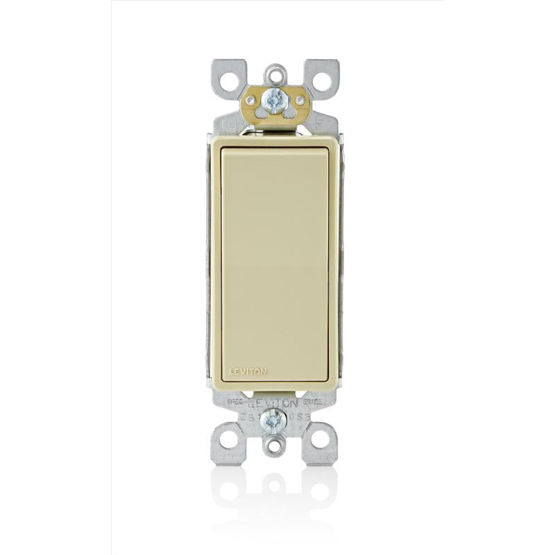 Leviton Decora 15 amps Single Pole Rocker AC Quiet Switch Ivory 1 pk
