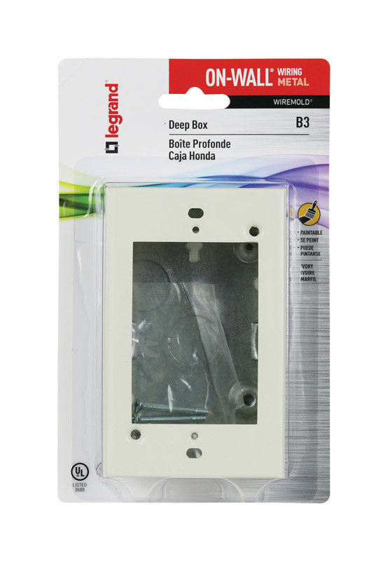 Legrand Rectangle Metal 1 gang Outlet Box Ivory
