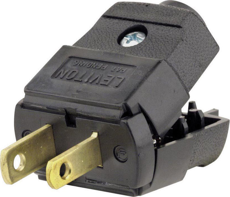 Leviton Residential Thermoplastic Straight Blade Plug 1-15P 20-16 AWG 2 Pole 2 Wire