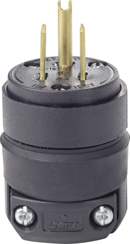 Leviton Residential Rubber Ground/Straight Blade Plug 5-15P 18-12 AWG 2 Pole 3 Wire