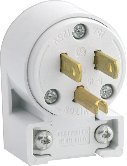 Leviton Commercial PVC Angle Blade Plug 5-15P 18-12 AWG 2 Pole 3 Wire