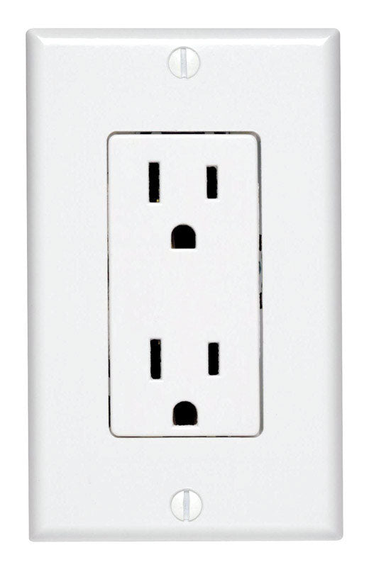 Leviton Decora 15 amps 125 V White Outlet 5-15R 1 pk