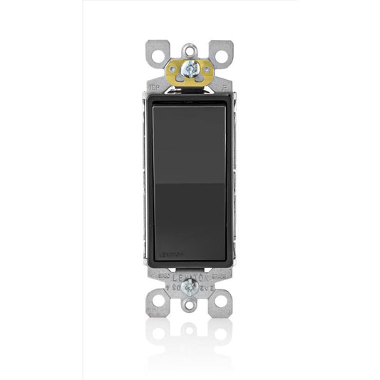 Leviton Decora 15 amps Single Pole Rocker AC Quiet Switch Black 1 pk