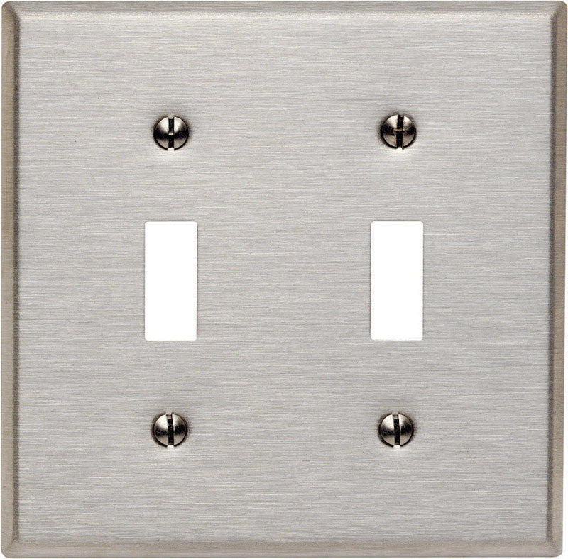Leviton Silver 2 gang Stainless Steel Toggle Wall Plate 1 pk