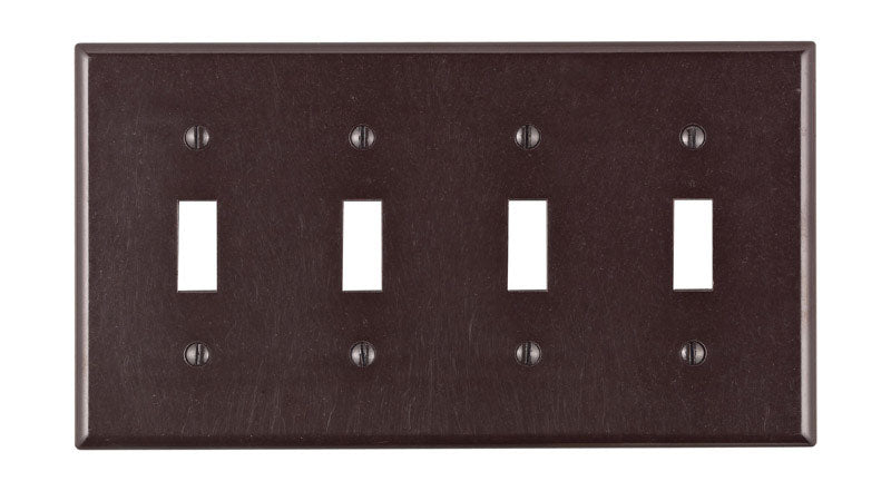 Leviton Brown 4 gang Plastic Toggle Wall Plate 1 pk