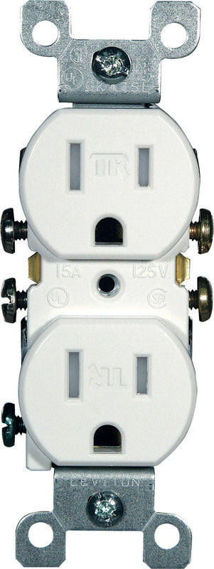 Leviton 15 amps 125 V Duplex White Outlet 5-15R 1 pk