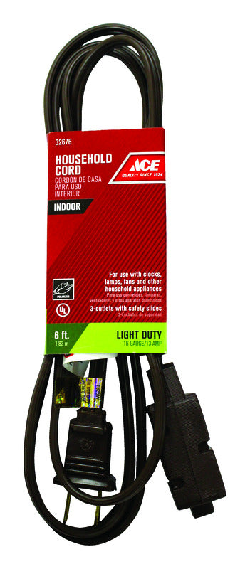 Ace Indoor 6 ft. L Brown Extension Cord 16/2 SPT-2