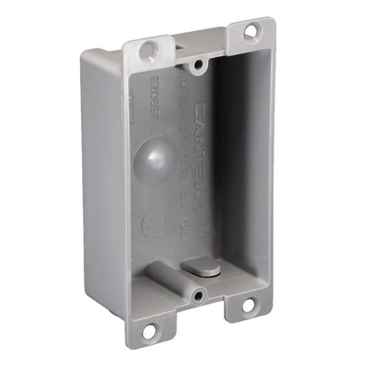 EZ Box Shallow Flanged PVC Electrical Box 8.0 Cu In 2-3/8"X3-1/2"X1-1/4" 1 Gang