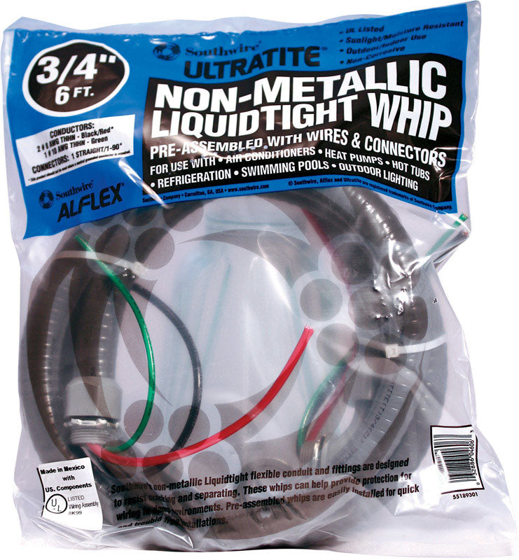 Southwire Cable Whip 3/4 in. x 6 ft. 8 Ga, 2 Conductor 6 ft.