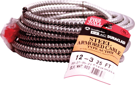 Southwire Duraclad 25 ft. 12/3 Solid Steel Armored AC Cable