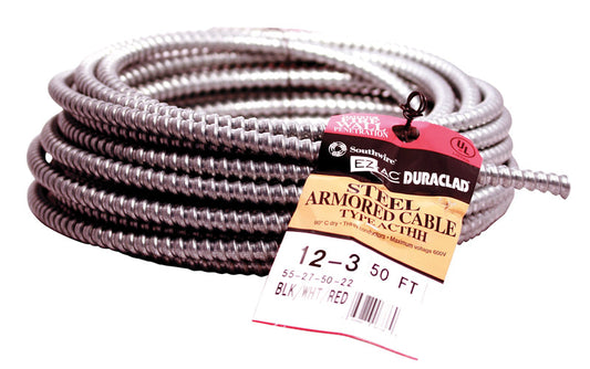 Southwire Duraclad 50 ft. 12/3 Solid Steel Armored AC Cable