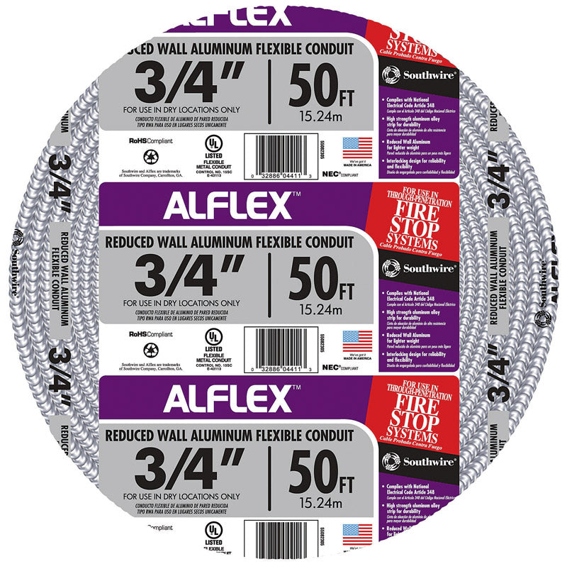 Southwire 3/4 in. D X 50 ft. L Aluminium Flexible Electrical Conduit For FMC