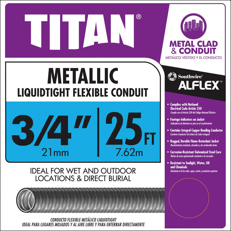 Southwire 3/4 in. D X 25 ft. L PVC Flexible Electrical Conduit For LFMC