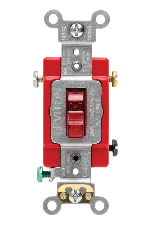 Leviton Industrial 20 amps Toggle Switch Red 1 pk