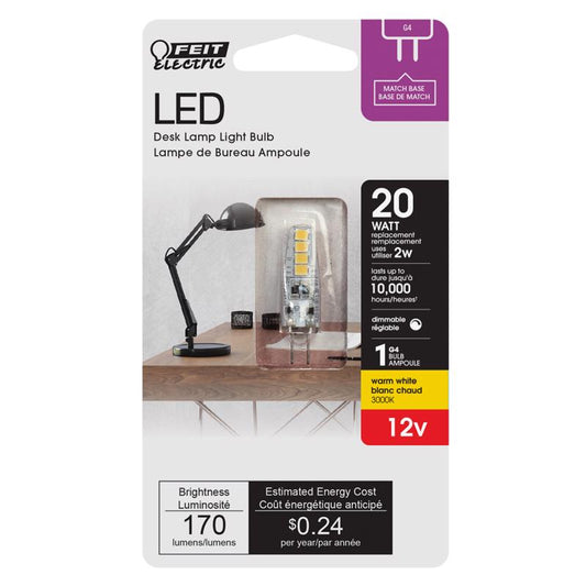 Feit T4 G4 LED Bulb Warm White 20 Watt Equivalence 1 pk