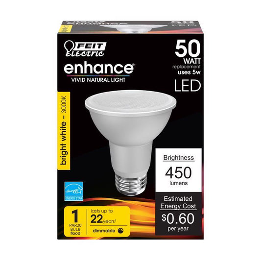 Feit PAR20 E26 (Medium) LED Bulb Bright White 50 Watt Equivalence 1 pk