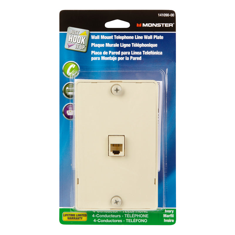 Monster Just Hook It Up Ivory 1 gang Plastic Telephone Wall Plate 1 pk