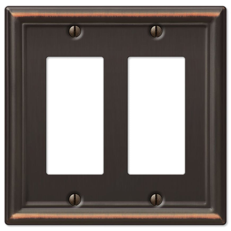 Amerelle Chelsea Aged Bronze 2 gang Stamped Steel Decorator Wall Plate 1 pk