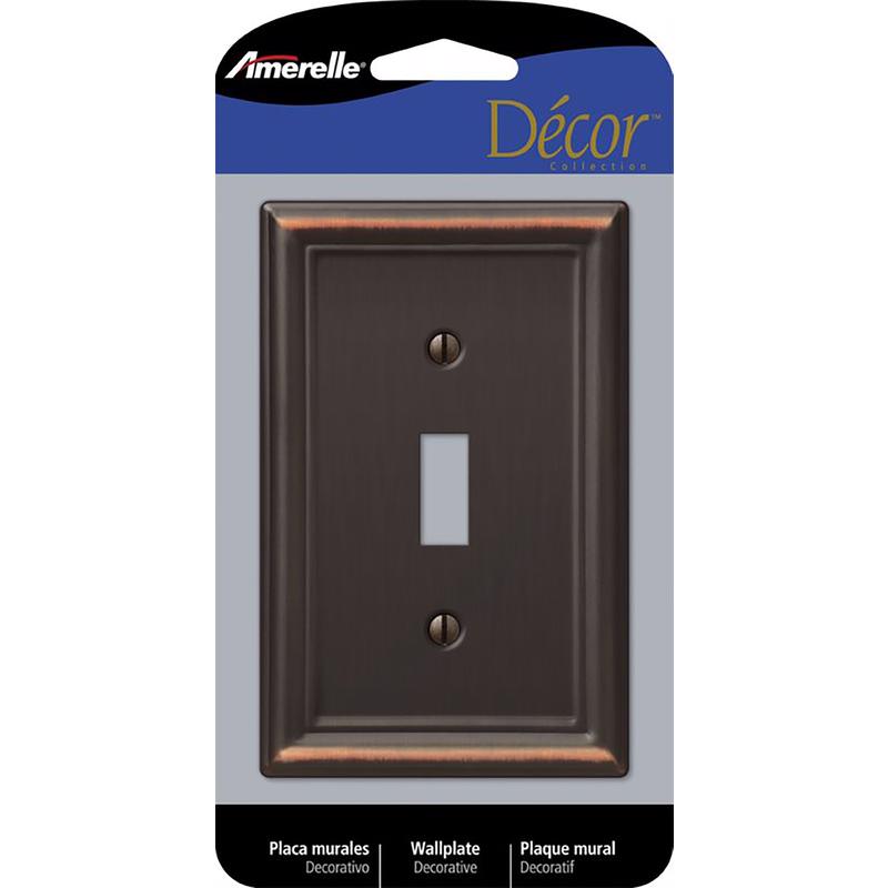 Amerelle Chelsea Aged Bronze 1 gang Stamped Steel Toggle Wall Plate 1 pk