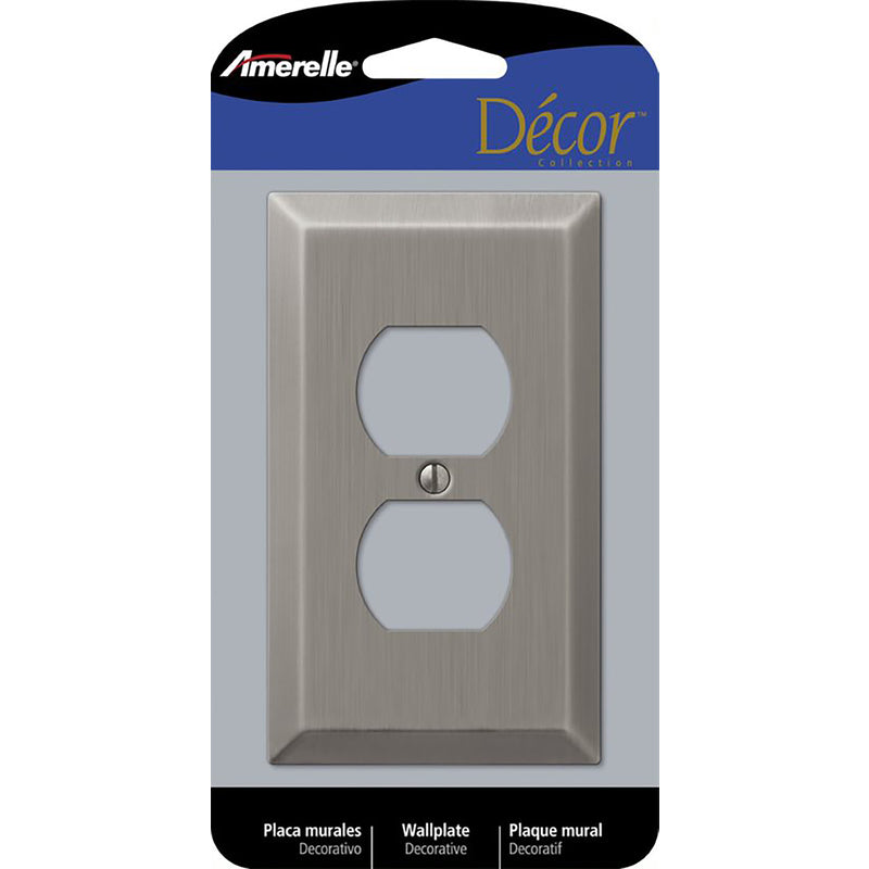 Amerelle Century Antique Nickel 1 gang Stamped Steel Duplex Wall Plate 1 pk