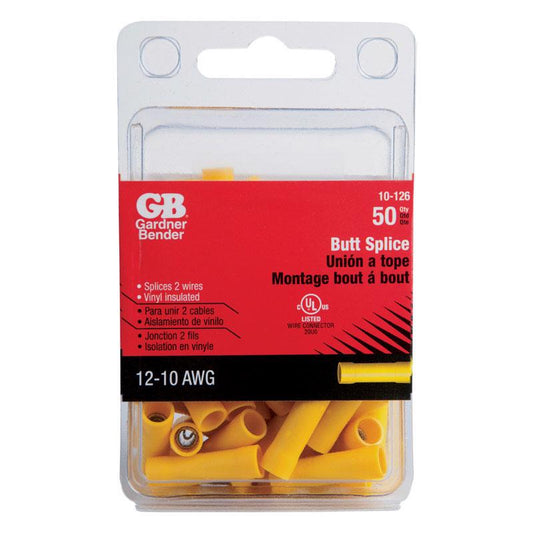 Gardner Bender 12-10 Ga. Insulated Wire Butt Splice Yellow 50 pk